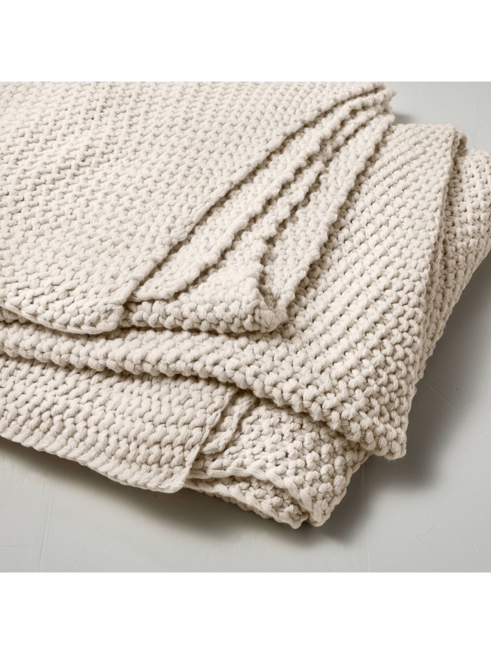Full/Queen Chunky Knit Bed Blanket Natural - Casaluna™ - Picture 4 of 5